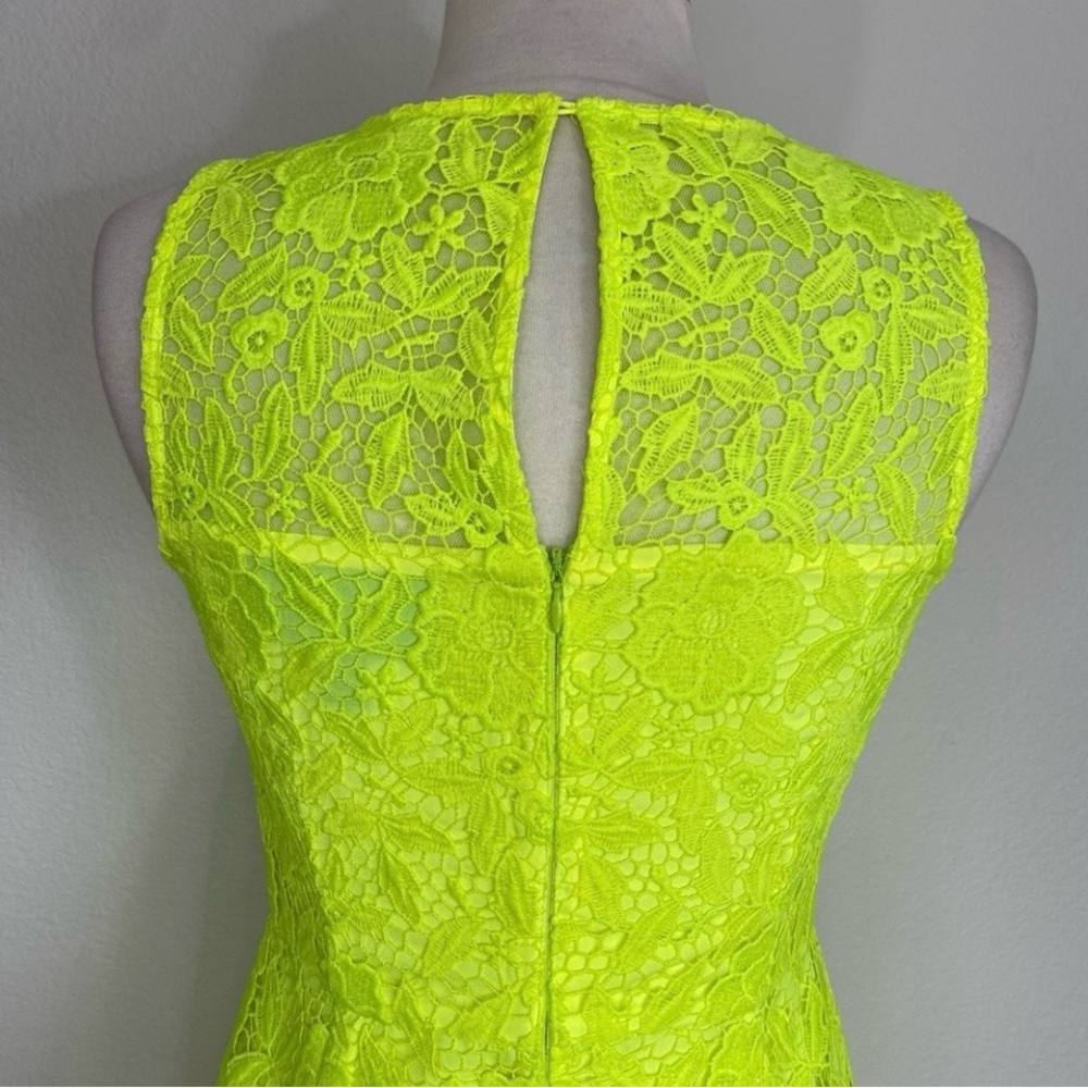 J. Crew Collection Neon Yellow Crochet Sleeveless Sheath Dress Size 4 Classic - Picture 7 of 16